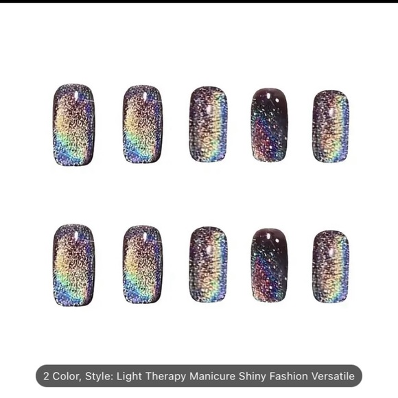 Rainbow Cat Eye Press On Nails - Picture 4 of 4